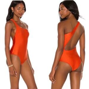 JADE SWIM Swimsuit Size Medium NEW One Piece Evolve Orange Sheen Swim NWOT